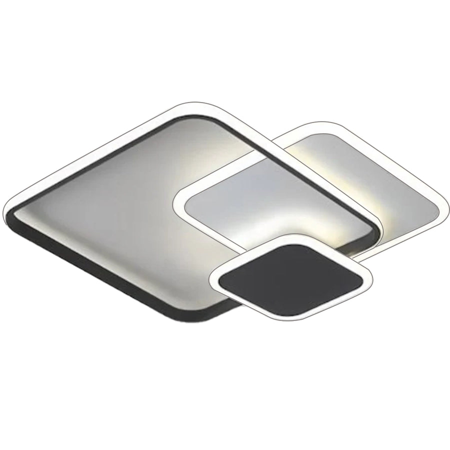 Lustre LED avec télécommande ANEMONA 71W, 3 Carrés, Lumière Froid/Chaud/Neutre, Dimmable, Noir