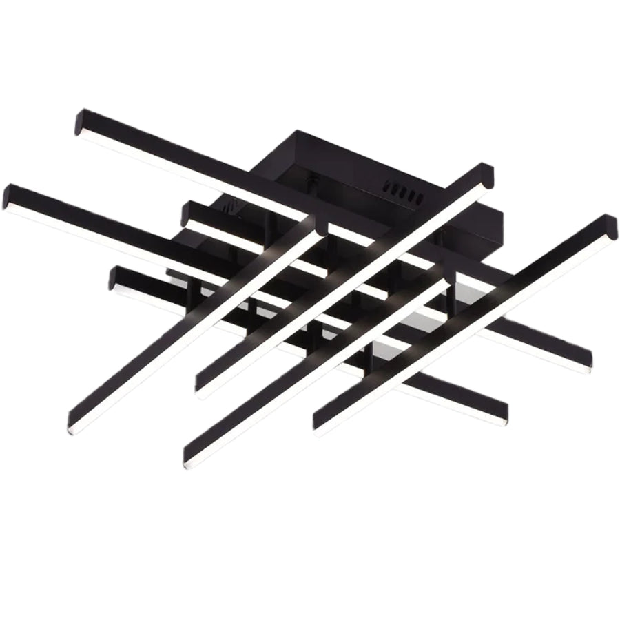 Lustre LED avec télécommande LINEX, 108W, 8 éléments, Lumière Froide/Chaude/Neutre, Dimmable, Noir