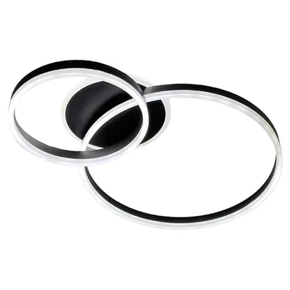 Lustre LED avec télécommande RINOVA 66W, 2 Cercles, Lumière Froide/Chaude/Neutre, Dimmable, Noir