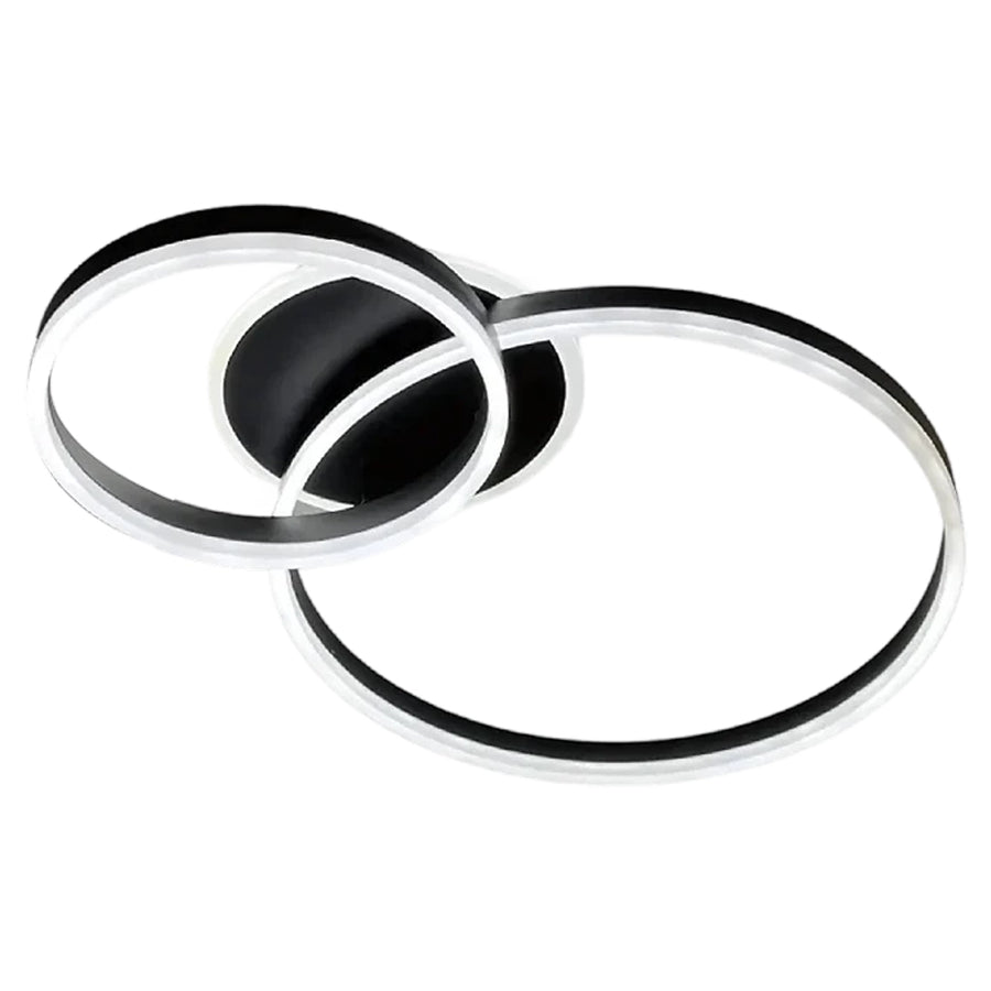 Lustre LED avec télécommande RINOVA 66W, 2 Cercles, Lumière Froide/Chaude/Neutre, Dimmable, Noir