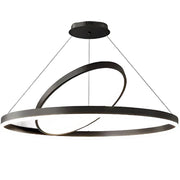 Lustre suspendu LED PAGANO 47W, 3000K/4000K/6000K, 2 Cercles, Noir, Hauteur réglable