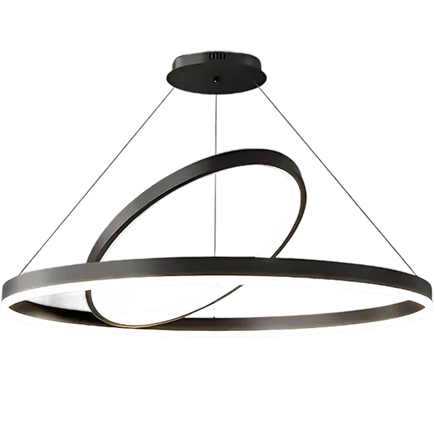 Lustre suspendu LED PAGANO 47W, 3000K/4000K/6000K, 2 Cercles, Noir, Hauteur réglable