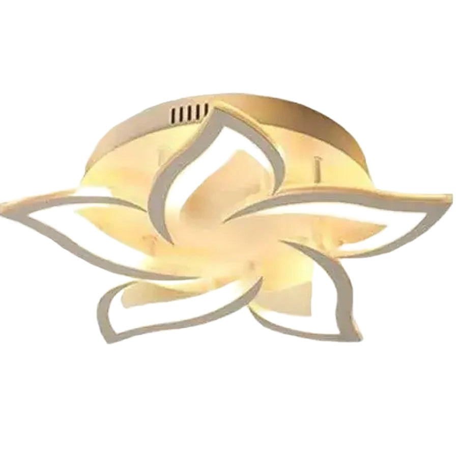 Lustre LED avec télécommande LOTUS 54W, 5 pétales, Lumière Froide/Chaude/Neutre, Dimmable, Blanc