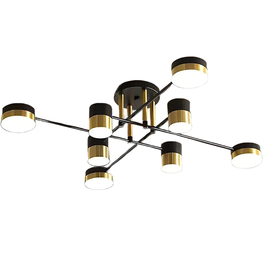 Lustre LED avec télécommande MARIO, 32W, 8 éléments, lumière froide/chaude/neutre, variable, noir/or