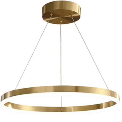 Lustre LED suspendu, ANINA, 34W, 1 cercle, diamètre 50 cm, lumière froide/chaude/neutre 3000K/4000K/6000K, variable, blanc doré brillant, hauteur réglable, métal et acrylique