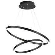 Lustre LED Suspendu avec Télécommande CASIANA 40W, 2 Cercles, Lumière Froid/Chaude/Neutre 3000K/4000K/6000K, Intensité Variable, Noir, Hauteur Réglable, Métal et Acrylique
