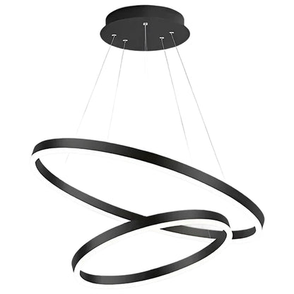 Lustre LED Suspendu avec Télécommande CASIANA 40W, 2 Cercles, Lumière Froid/Chaude/Neutre 3000K/4000K/6000K, Intensité Variable, Noir, Hauteur Réglable, Métal et Acrylique