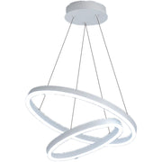 Lustre LED suspendu avec télécommande CASIANA 41W, 2 Cercles, Lumière Froide/Chaude/Neutre, Dimmable, Blanc, Hauteur Réglable