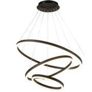 Lustre LED suspendu avec télécommande CASIANA 85W, 3 Cercles, Lumière Froide/Chaude/Neutre, Dimmable, Noir, Hauteur Réglable
