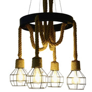 Lustre Wheel LV580/4BK, 4xE27, marron, métal et ficelle