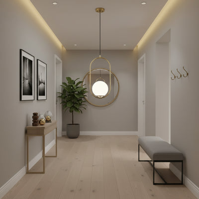 LOFT Gallery Lustre moderne, 1x E27, or blanc, métal, hauteur réglable