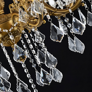 SANSSOUCI Lustre Royal 12xE14 Métal et Cristal Réglable en Hauteur Laiton Antique