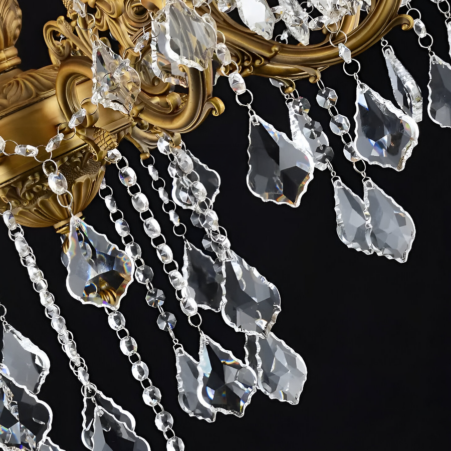 SANSSOUCI Lustre Royal 12xE14 Métal et Cristal Réglable en Hauteur Laiton Antique