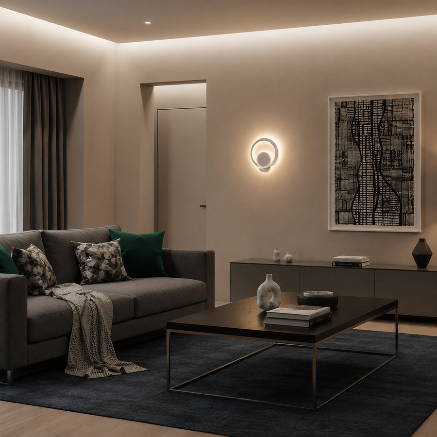 Lampe LED Urbanist 19W Ronde Lumière Froid/Chaude/Neutre Acrylique et Métal Blanc