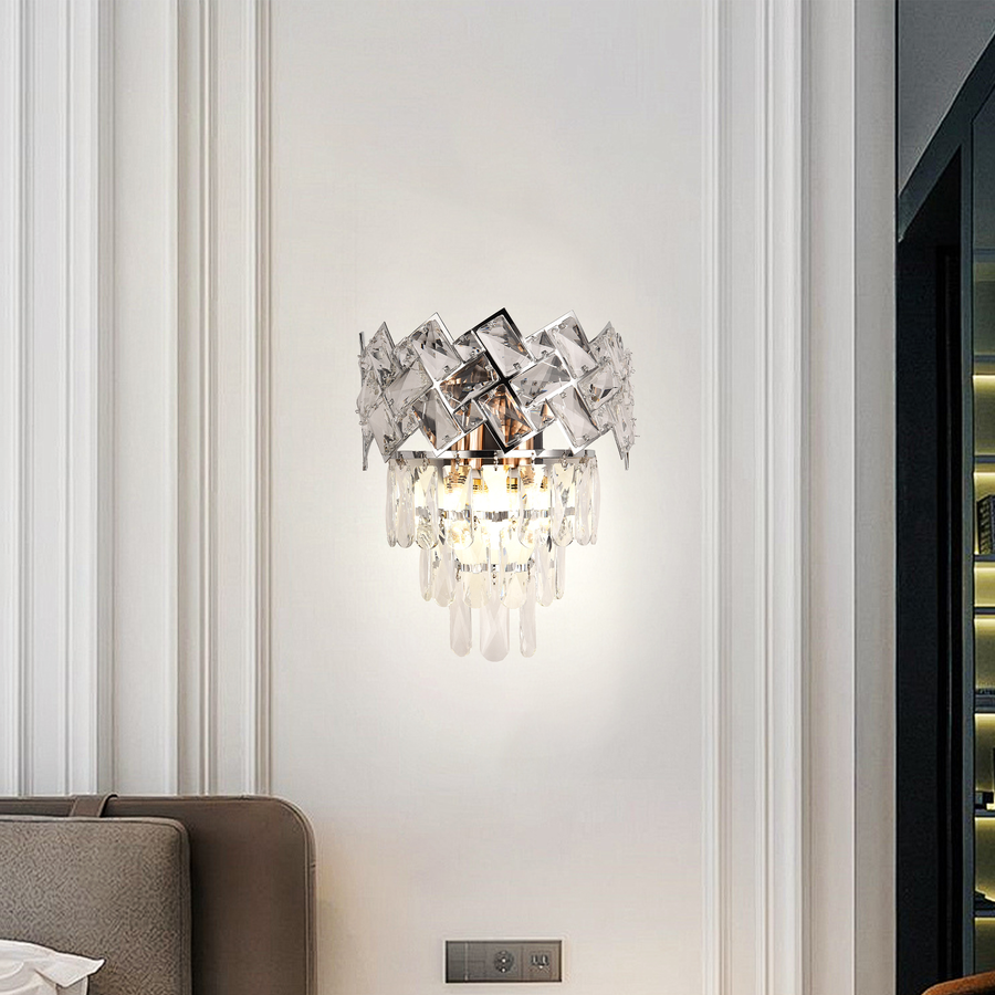 Applique WINDSOR Cristal, 2x E14, Chrome Brillant Appliques d'intérieur Default Title Alessandro Design