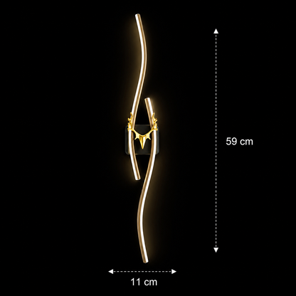 Applique murale décorative LED FYAN, 48W, 59x14cm, lumière chaude/neutre/froide, doré, métal et acrylique