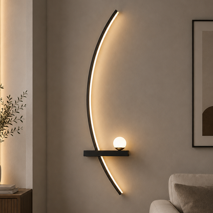 GDANSK Applique Murale LED Décorative, 20W, 57x20cm, Lumière Chaude/Neutre/Froide, Noir, Métal et Acrylique