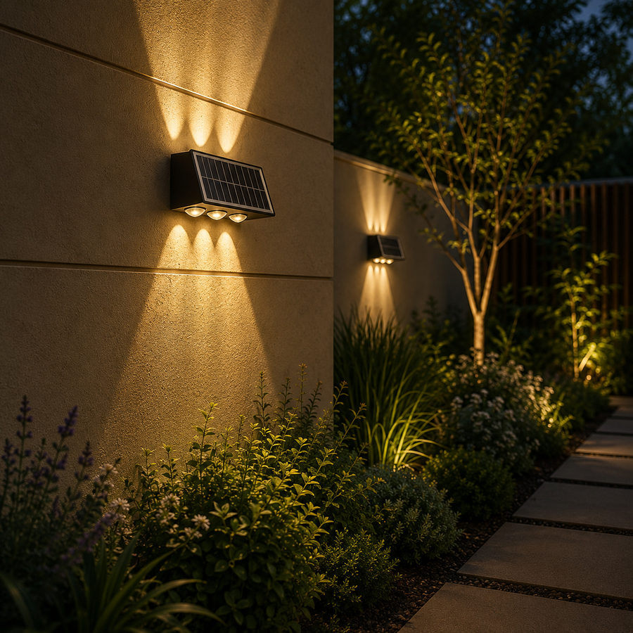 Applique d'extérieur LED Solaris, 6 sources lumineuses, lumière chaude, noir