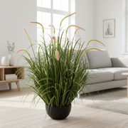 Plante ornementale de quenouilles artificielles, 90 cm, 13 tiges, herbe courbée et épices, verte, sans pot