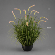 Plante ornementale de quenouilles artificielles, 90 cm, 13 tiges, herbe courbée et épices, verte, sans pot