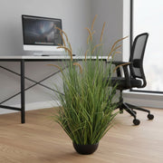 Plante ornementale de quenouilles artificielles, 120 cm, 17 tiges, herbe courbée et épices, vert foncé, sans pot