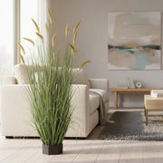 Plante ornementale d'herbe à quenouilles artificielles, 150 cm, 17 tiges, herbe et oreilles incurvées, verte, sans pot