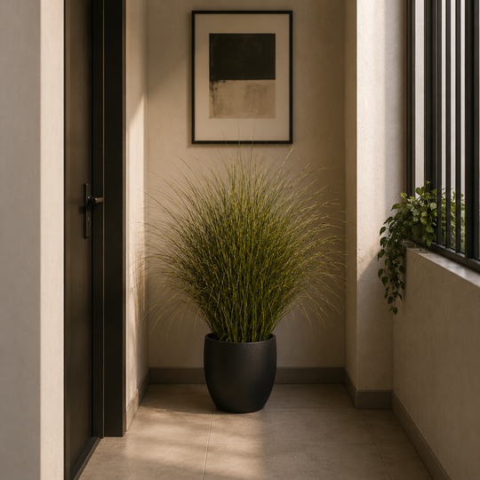 Gazon ornemental artificiel, 75 cm, à feuilles étalées, vert, sans pot