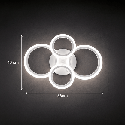Lustre LED avec télécommande BETTY 43W, 4 Cercles, Lumière Froide/Chaude/Neutre, Dimmable, Blanc