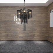 Lustre B8000/4BK, 4xE14, diamètre 43 cm, hauteur 68 cm, IP20, noir, fer, aluminium, ampoules non incluses