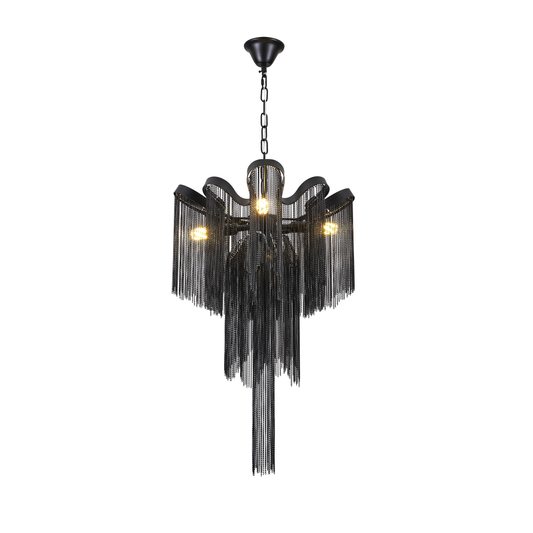 Lustre B8000/4BK, 4xE14, diamètre 43 cm, hauteur 68 cm, IP20, noir, fer, aluminium, ampoules non incluses