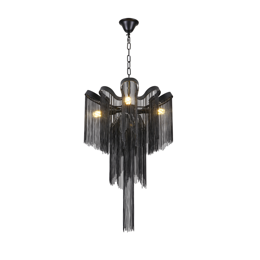 Lustre B8000/4BK, 4xE14, diamètre 43 cm, hauteur 68 cm, IP20, noir, fer, aluminium, ampoules non incluses