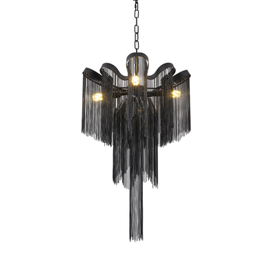 Lustre B8000/4BK, 4xE14, diamètre 43 cm, hauteur 68 cm, IP20, noir, fer, aluminium, ampoules non incluses