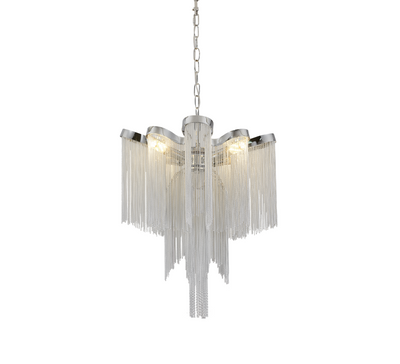 Lustre B8000/4CH, 4xE14, diamètre 43 cm, hauteur 68 cm, IP20, argent, fer, aluminium, ampoules non incluses
