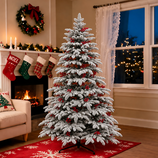 Sapin CRAN artificiel, 150 cm, 320 pointes, Vert et Blanc