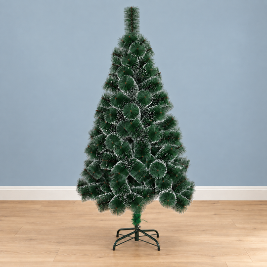 MANIITSOQ Sapin Artificiel, 150 cm, 130 Pointes, Support en Métal, Aiguilles Vertes avec Pointes Blanches