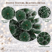 MONTIA Sapin Artificiel, 150 cm, 130 Pointes, Support en Métal, Aiguilles Vertes avec Pointes Blanches
