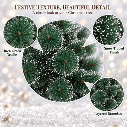 MONTIA Sapin Artificiel, 150 cm, 130 Pointes, Support en Métal, Aiguilles Vertes avec Pointes Blanches