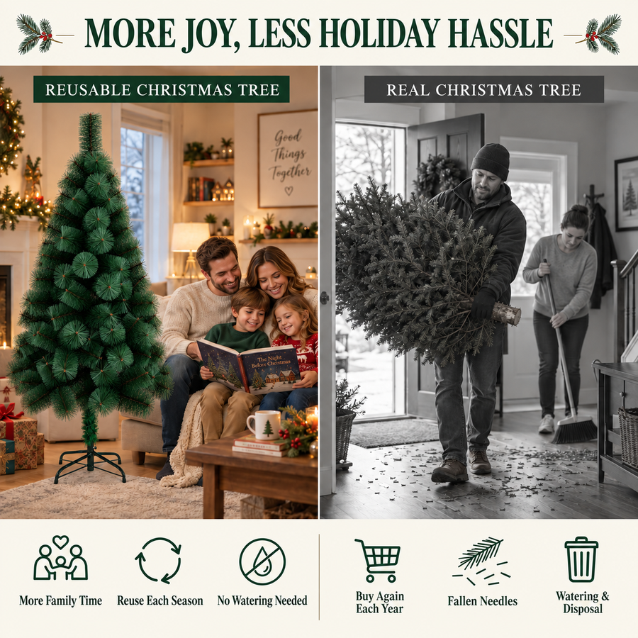 Sapin artificiel MONTIA, 150 cm, 130 pointes, support métallique, vert