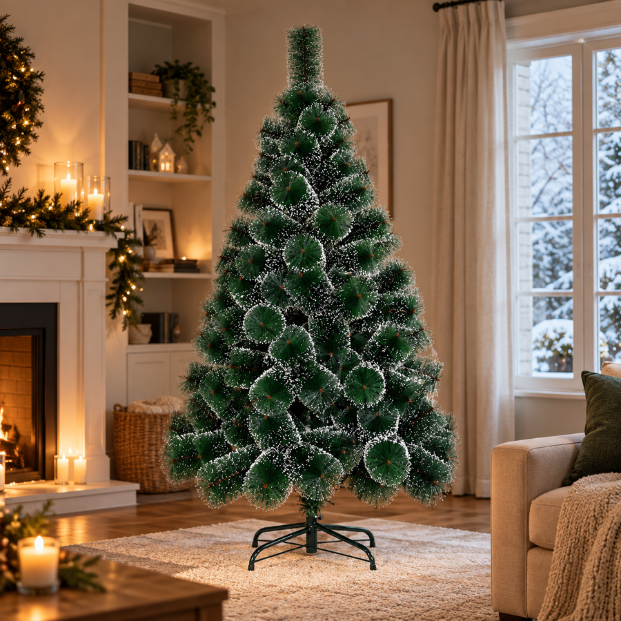 MONTIA Sapin Artificiel, 180 cm, 220 Pointes, Support en Métal, Aiguilles Vertes avec Pointes Blanches