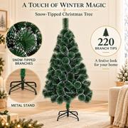 MONTIA Sapin Artificiel, 180 cm, 220 Pointes, Support en Métal, Aiguilles Vertes avec Pointes Blanches