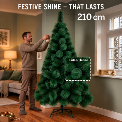 Sapin artificiel MONTIA, 210 cm, 280 pointes, support métallique, vert