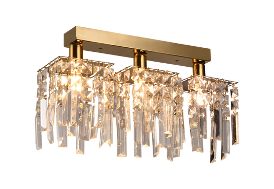 Lustre en cristal CC180/3GD, 3xE14, 35*6*9, IP20, or, cristal, fer, ampoules non incluses
