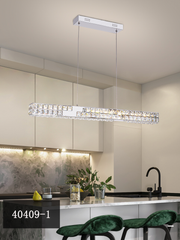 Lustre LED CC40409/1CH, diamètre 85 cm, hauteur 120 cm, IP20, lumière froide/neutre/chaude, variable, argent, cristal, acier