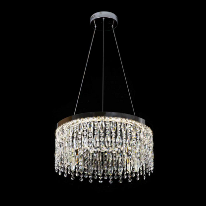 Lustre LED avec télécommande, 76W, ROYALE Nobile, diamètre 40 cm, hauteur 120 cm, lumière froide/neutre/chaude, variable, argent, cristal, acier Lustre LED avec télécommande Titre par défaut Alessandro Design