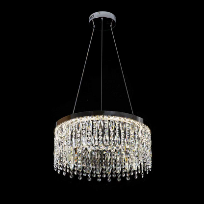 Lustre LED avec télécommande, 98W, ROYALE Elegance, diamètre 50 cm, hauteur 120 cm, lumière froide/neutre/chaude, variable, argent, cristal, métal Lustre LED avec télécommande Titre par défaut Alessandro Design