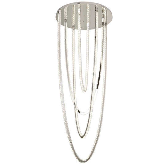 Lustre LED CC50303/800CH, diamètre 80 cm, hauteur 200 cm, IP20, lumière froide/neutre/chaude, variable, argent, cristal, acier