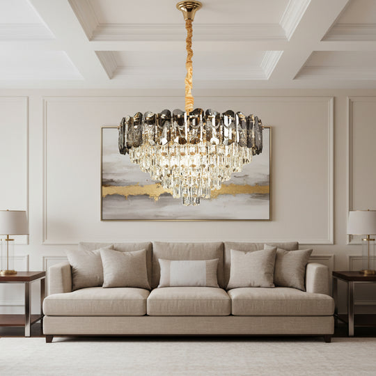 Lustre en cristal AURUM Magno 12xE14, diamètre 60 cm, hauteur 40 cm, or brillant, hauteur réglable, design élégant