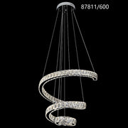 Lustre LED CC87811/600CH, diamètre 60 cm, hauteur 120 cm, IP20, lumière froide/neutre/chaude, variable, argent, cristal, acier