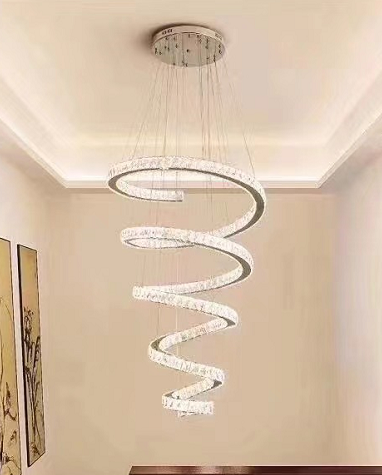 Lustre LED CC87811/800CH, diamètre 80 cm, hauteur 150 cm, IP20, lumière froide/neutre/chaude, variable, argent, cristal, acier