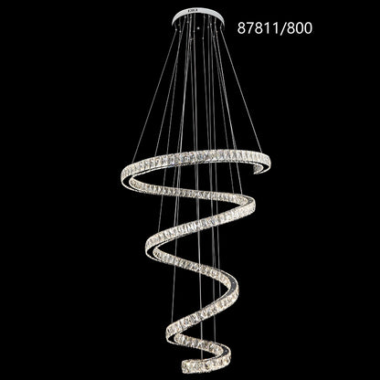 Lustre LED CC87811/800CH, diamètre 80 cm, hauteur 150 cm, IP20, lumière froide/neutre/chaude, variable, argent, cristal, acier